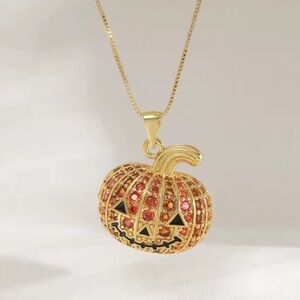Gold Pumpkin Pendant Necklace